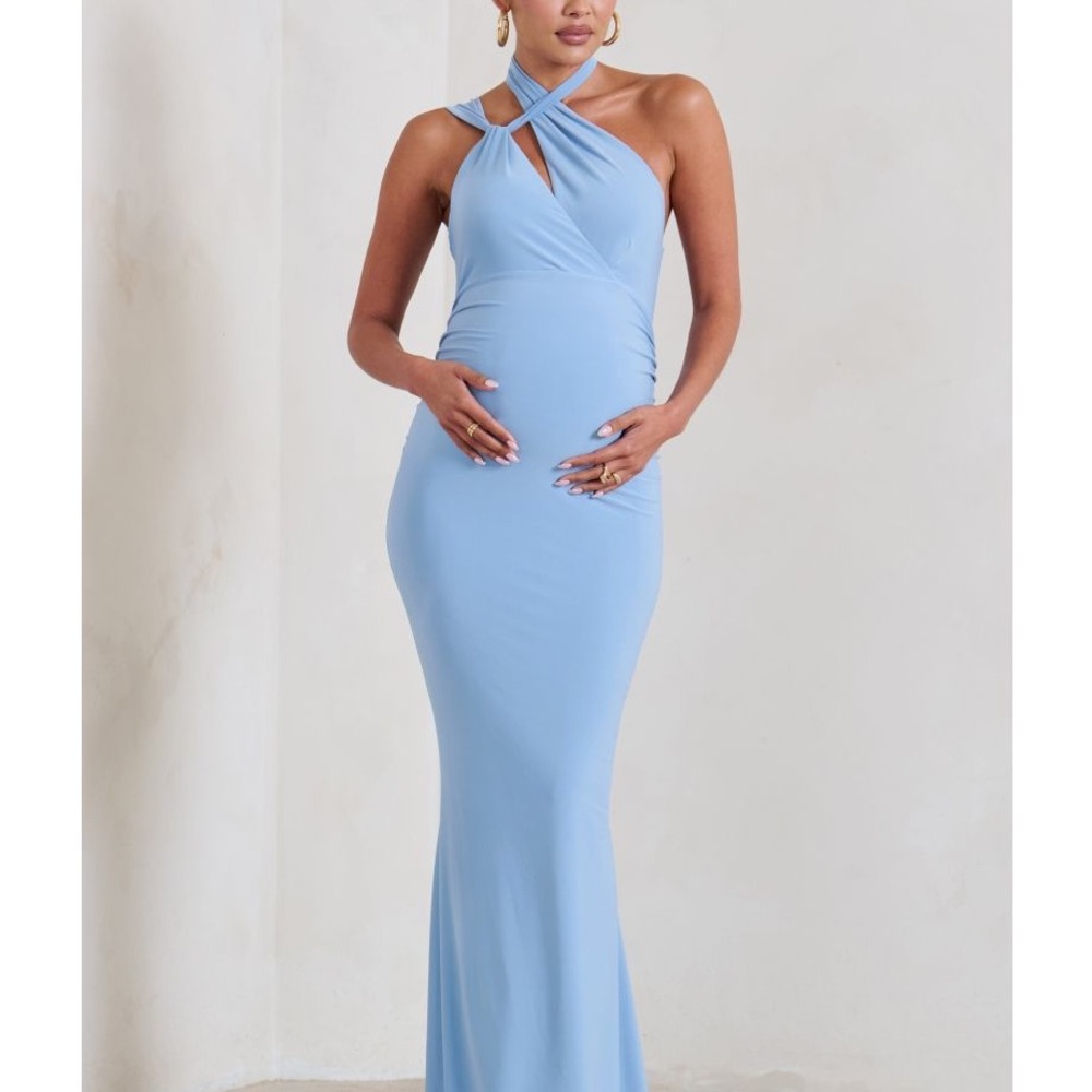 Club London Alba Maternity Dress Powder Blue